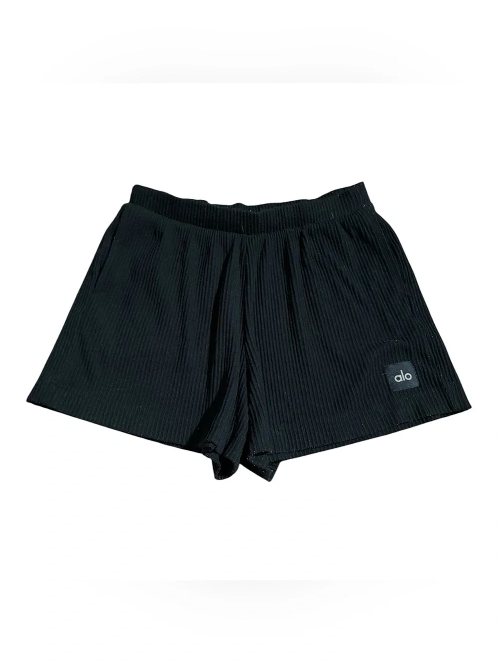 Alo Yoga Muse Ribbed Shorts Knit Black Workout Athletic Lounge Gym